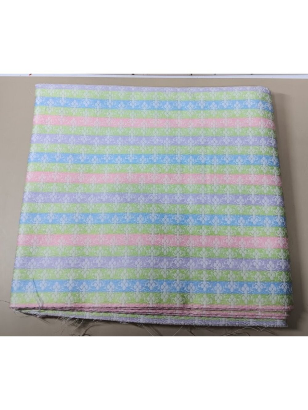 Sewing Fabric Weaved Textured Cotton Ditzy Floral Pastel Stripes 2 yd x 32"